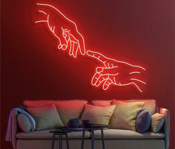 together fingers neon sign