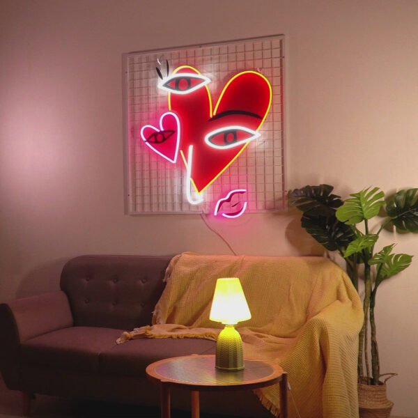 Abstract Face With Hearts LED Neon Sign Light - Image 2