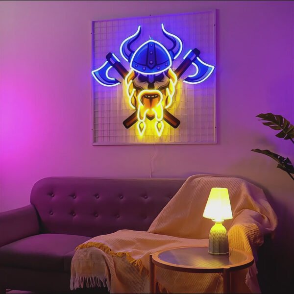 Skull Viking Warrior LED Neon Sign Light Pop Art - Image 2