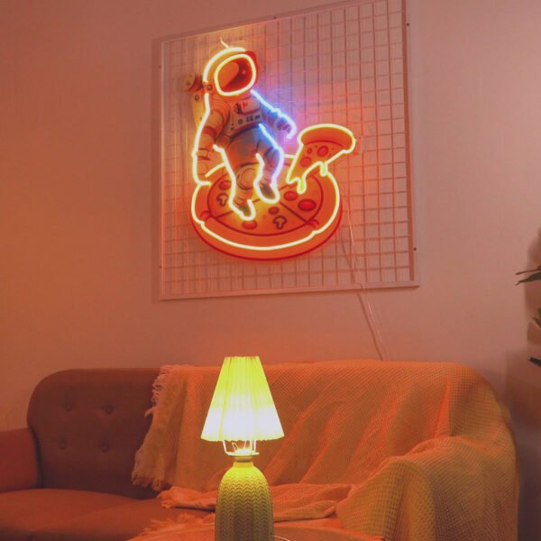Astronaut Pizza Led Neon Acrylic Artwork - Image 2