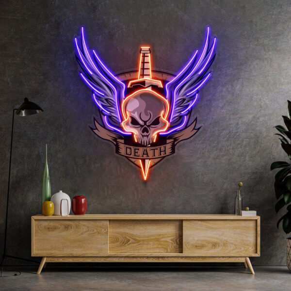 Angry Military Skull Wings LED Neon Sign Light Pop Art - Image 3