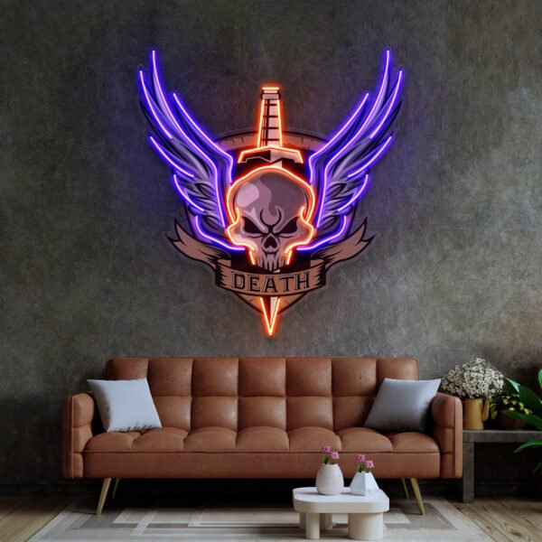 Angry Military Skull Wings LED Neon Sign Light Pop Art - Image 2