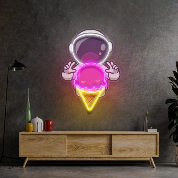 Astronaut Cream Space Led Neon Acrylic Artwork - Image 4