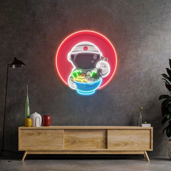 Astronaut Eating Ramen Led Neon Acrylic Artwork - Image 3