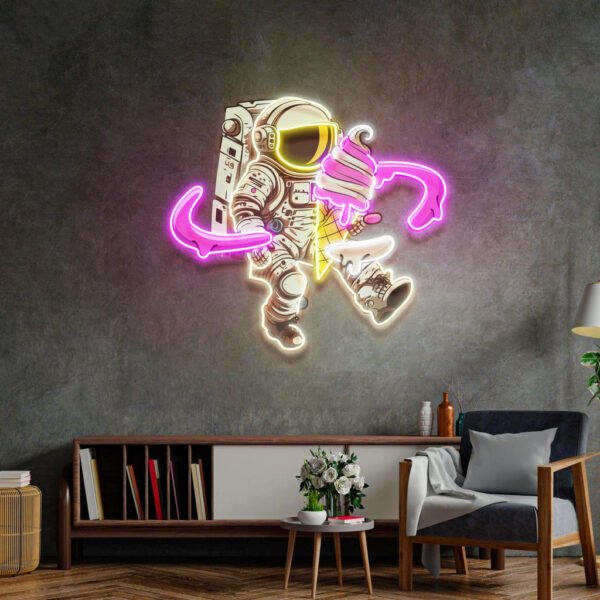 Astronaut Ice Cream Led Neon Acrylic Artwork - Image 4