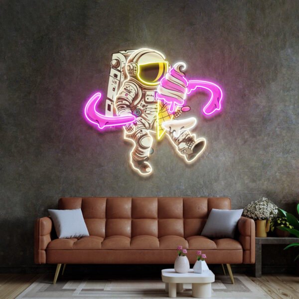 Astronaut Ice Cream Led Neon Acrylic Artwork - Image 3