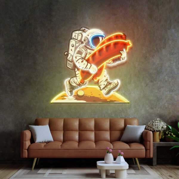 Astronaut and Sausage Led Neon Acrylic Artwork - Image 2