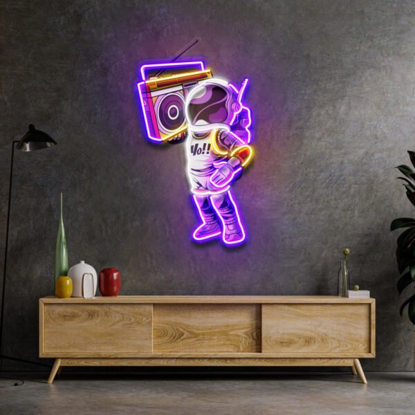 Astronaute Et Boombox LED Neon Sign Light Pop Art - Image 4