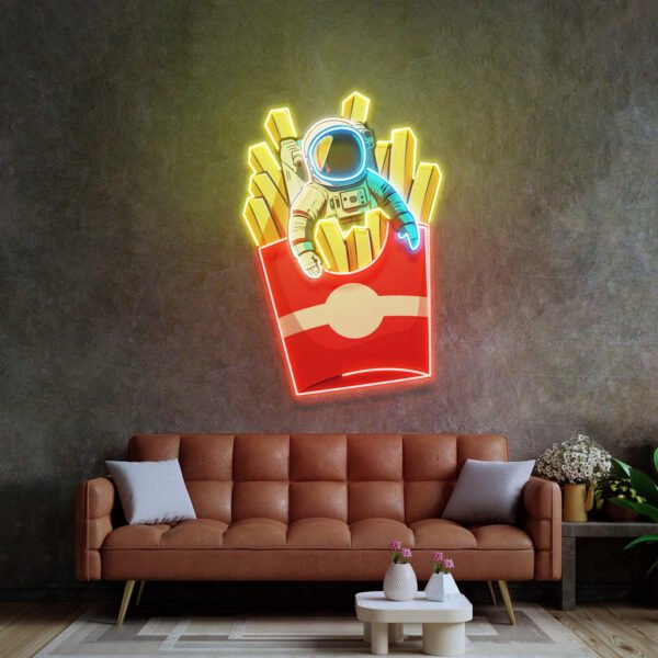 Astronaut on Chips Led Neon Acrylic Artwork - Image 3