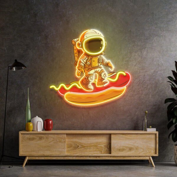Astronaut on Hotdog Led Neon Acrylic Artwork - Image 3