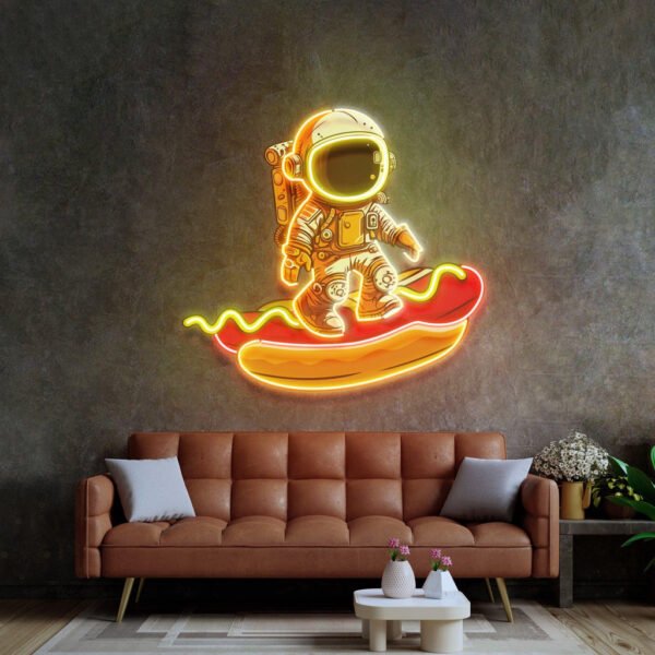 Astronaut on Hotdog Led Neon Acrylic Artwork - Image 4