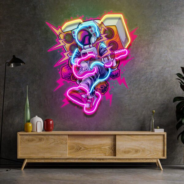 Astronaut Playing Rock Music On Space LED Neon Sign Light Pop Art - Image 3