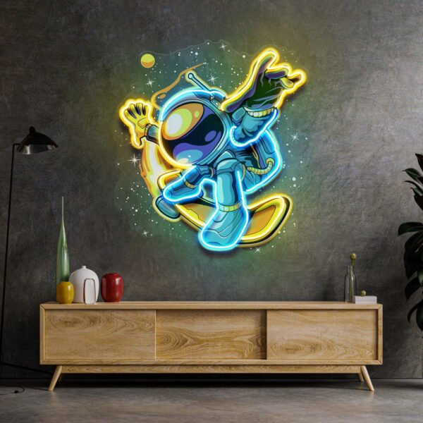 Astronauts Skateboarding LED Neon Sign Light Pop Art - Image 4