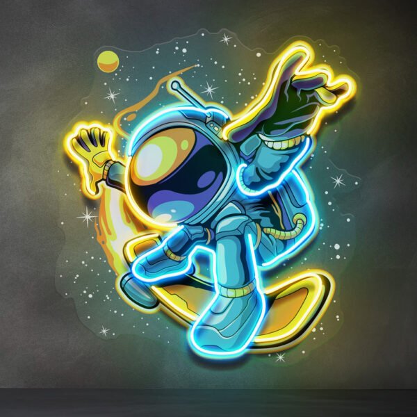 Astronauts Skateboarding LED Neon Sign Light Pop Art - Image 3