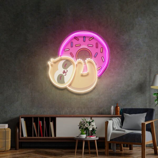 Bear Hugging Donuts LED Neon Sign Light Pop Art - Image 4