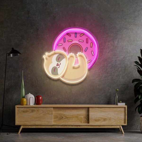 Bear Hugging Donuts LED Neon Sign Light Pop Art - Image 3