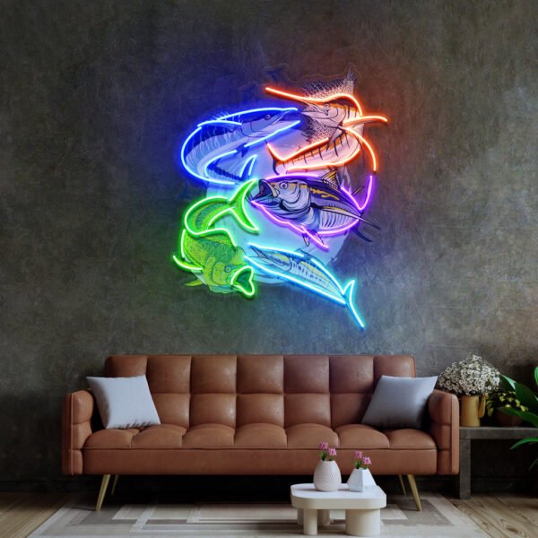 Colorful Fishing LED Neon Sign Light Pop Art - Image 2