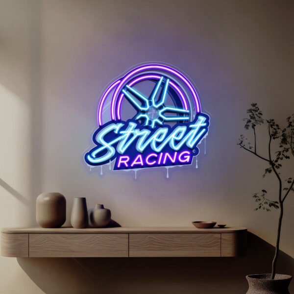 Cool Street Racing Wheel LED Neon Sign Light Pop Art - Image 4