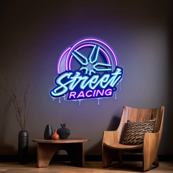 Cool Street Racing Wheel LED Neon Sign Light Pop Art - Image 3