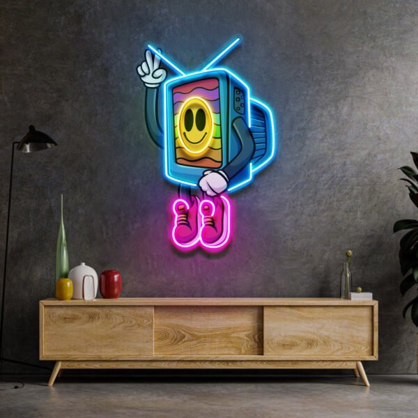 Cool Smiley Face Television LED Neon Sign Light Pop Art - Image 2