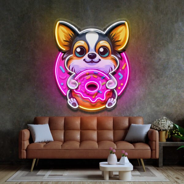 Cute Dog Eating Donut LED Neon Sign Light Pop Art - Image 2