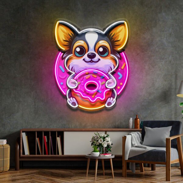 Cute Dog Eating Donut LED Neon Sign Light Pop Art - Image 4