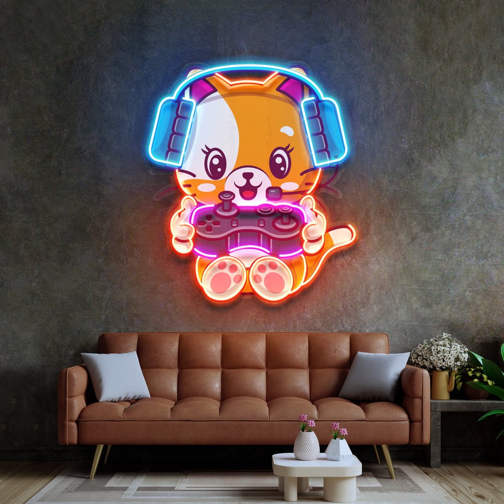 Cute cat Gaming LED Neon Sign Light Pop Art - Image 4