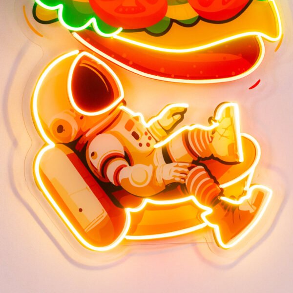 Astronaut and Burger Led Neon Acrylic Artwork - Image 2