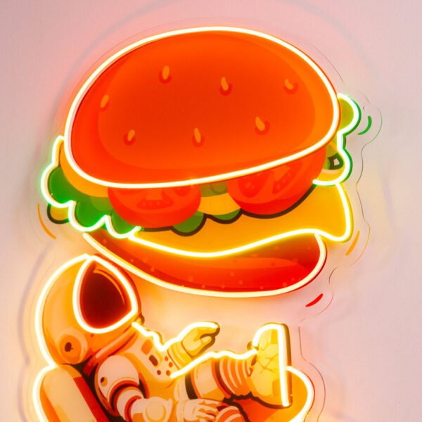 Astronaut and Burger Led Neon Acrylic Artwork - Image 3