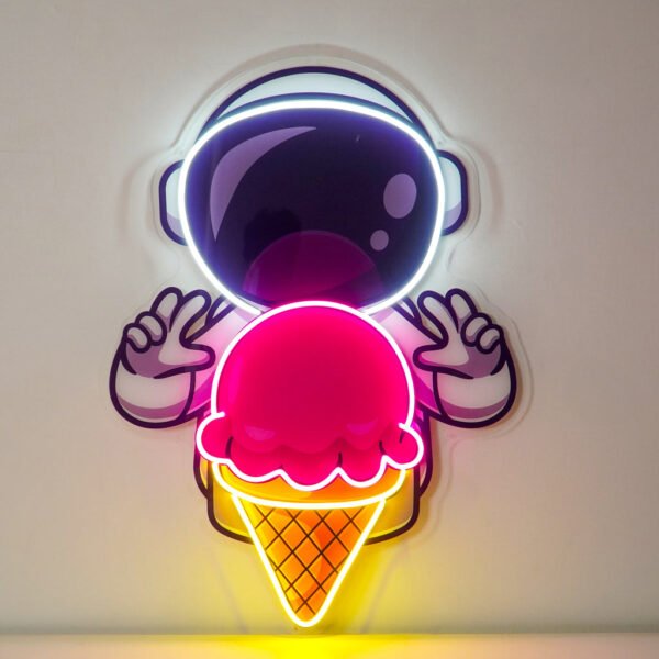 Astronaut Cream Space Led Neon Acrylic Artwork - Image 2