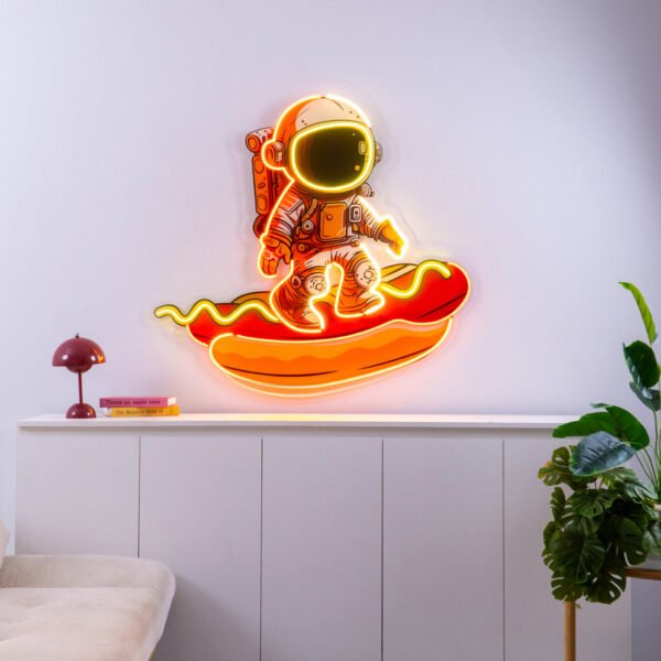Astronaut on Hotdog Led Neon Acrylic Artwork - Image 2