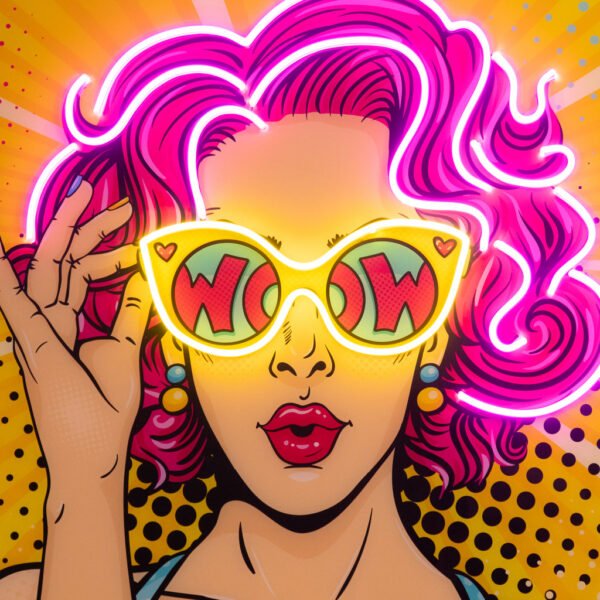 Wow Lady Pop Art Led Neon Acrylic Artwork