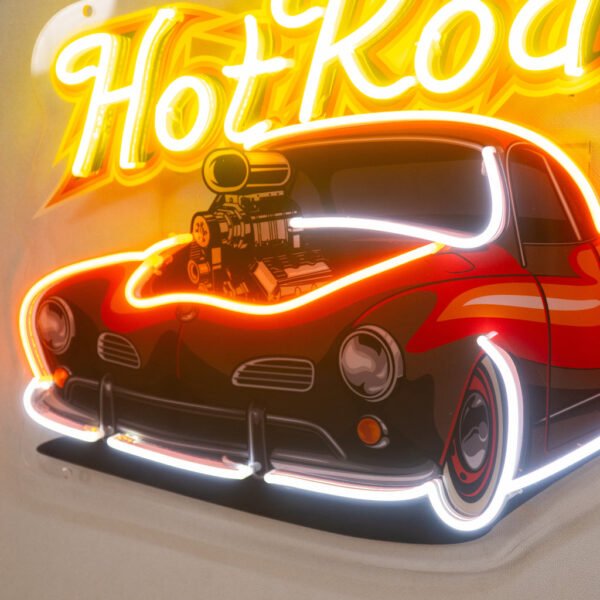 Fabolous Flamming Hotrod Car LED Neon Sign Light Pop Art - Image 2
