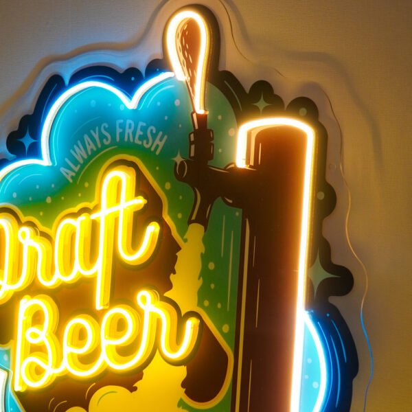 Draft Beer LED Neon Sign Light Pop Art - Image 2