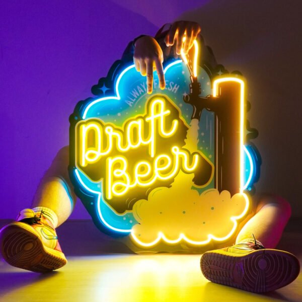 Draft Beer LED Neon Sign Light Pop Art - Image 3