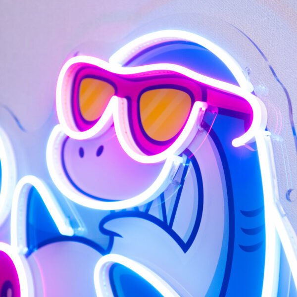 Shark Relax On Flamingo Tires LED Neon Sign Light Pop Art - Image 2