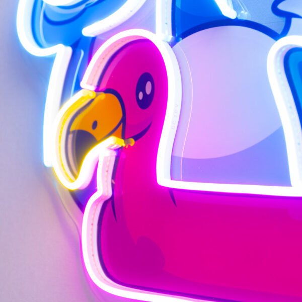 Shark Relax On Flamingo Tires LED Neon Sign Light Pop Art - Image 3