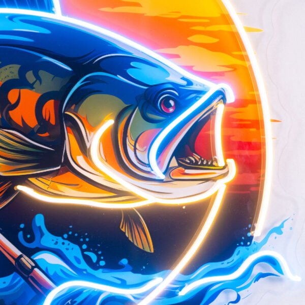 Fishing Cartoon LED Neon Sign Light Pop Art - Image 2