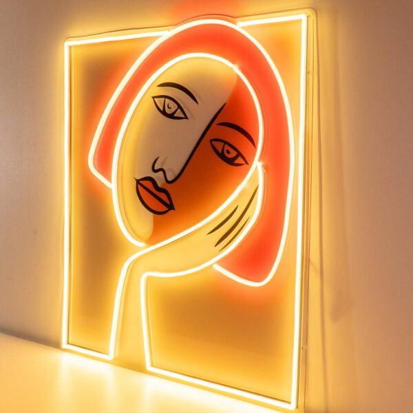 Thinking Girl Face Abstract Art LED Neon Sign Light - Image 3