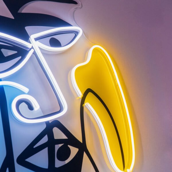 Two Grumpy Abstract Art Faces LED Neon Sign Light - Image 3