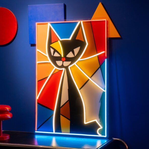 Colorful Cat Painting In Abstract Art LED Neon Sign Light - Image 2