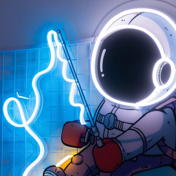 Astronaut Fishing Led Neon Acrylic Artwork - Image 2