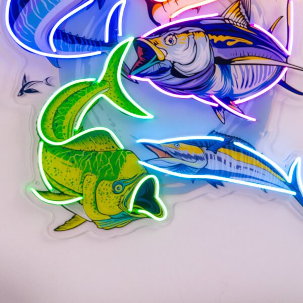 Colorful Fishing LED Neon Sign Light Pop Art - Image 3