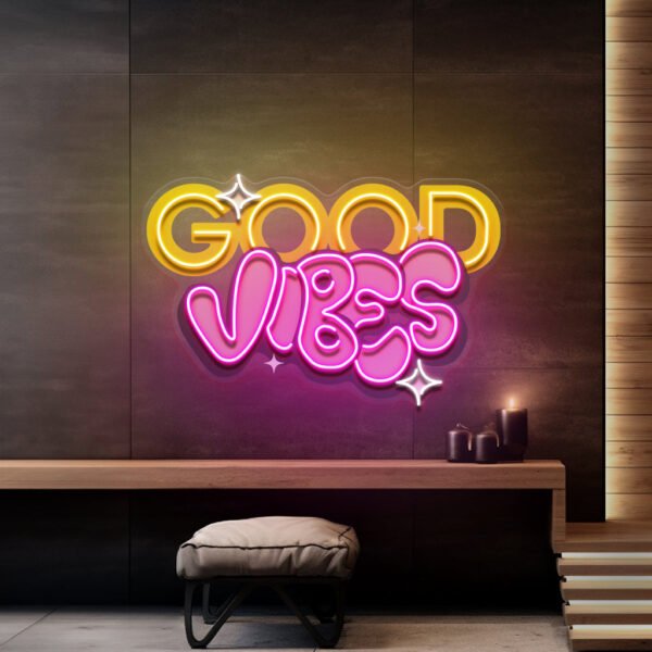 Dynamic Callipraphy GOOD VIBES LED Neon Sign Light Pop Art - Image 4