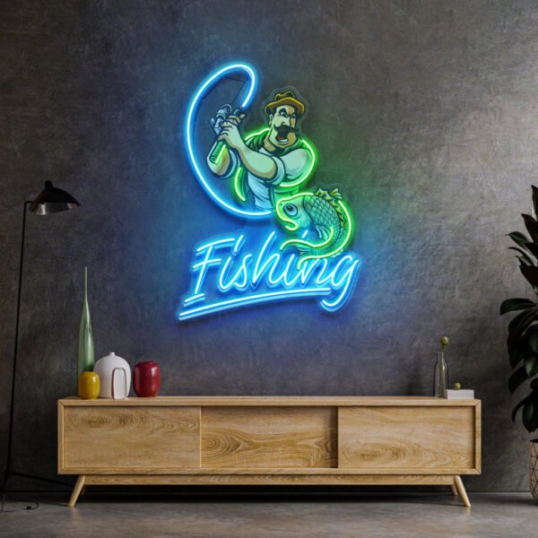 Ferocious Fisherman LED Neon Sign Light Pop Art - Image 3
