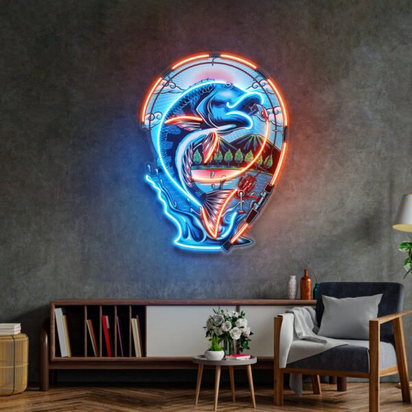 Fish Being Fished LED Neon Sign Light Pop Art - Image 3