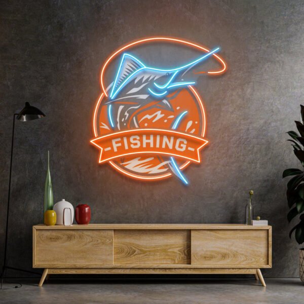 Fishing Logo LED Neon Sign Light Pop Art - Image 3