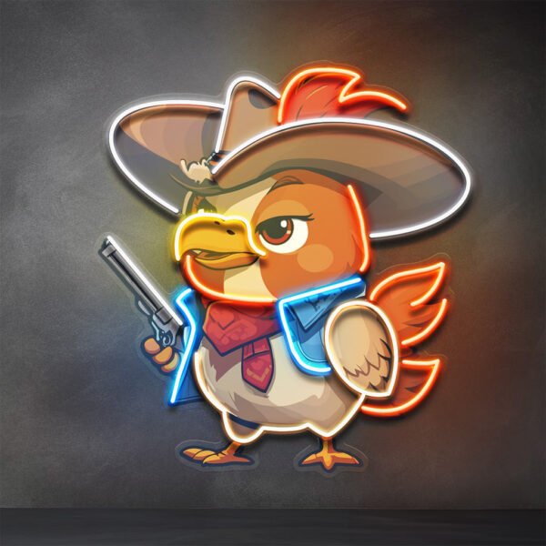 Hen As A Cowboy LED Neon Sign Light Pop Art