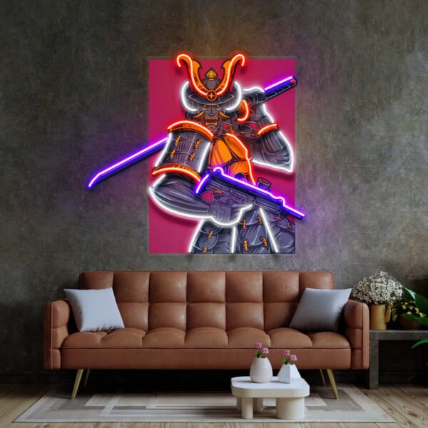 Oni Samurai Mascot LED Neon Sign Light Pop Art - Image 3