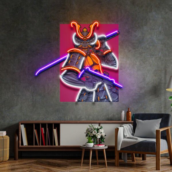 Oni Samurai Mascot LED Neon Sign Light Pop Art - Image 4